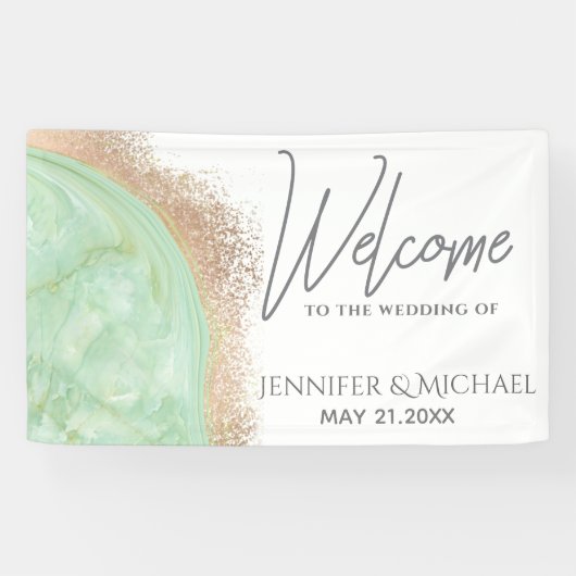 Neo roos goudmarmer-agaatkalligrafie spandoek (Horizontaal)