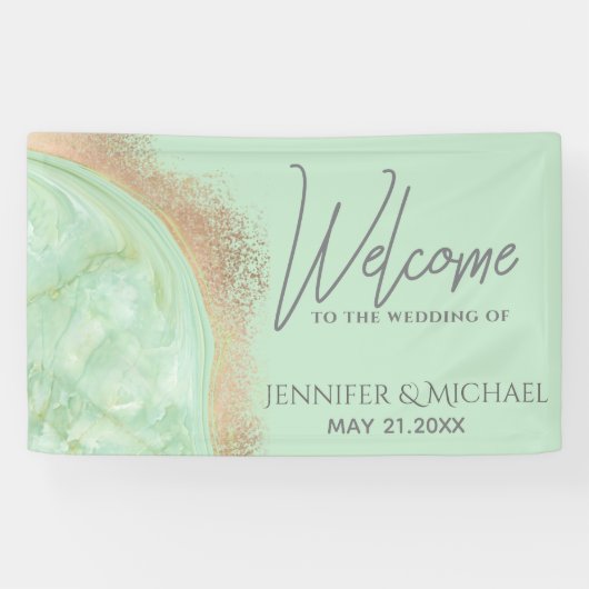 Neo roos goudmarmer-agaatkalligrafie spandoek (Horizontaal)