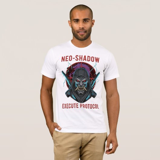 Neo-Shadow Execute Protocol T-shirt - Cyberpunk (Voorkant volledig)