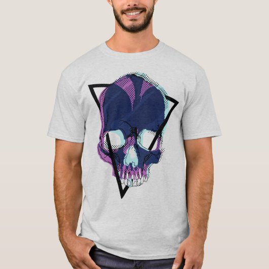 Neo Skull - Vaporwave Cyberpunk Skull T-shirt (Voorkant)