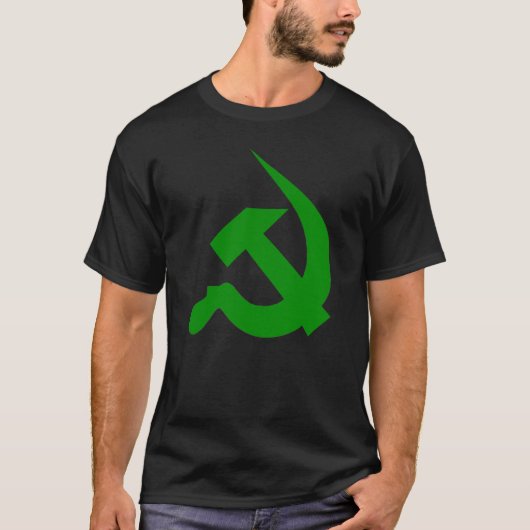 Neo-Thick Dark Green Hammer & Sickle op Black T-shirt (Voorkant)