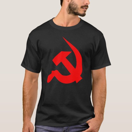 Neo-Thick Red Hammer & Sickle op zwart T-shirt (Voorkant)