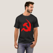 Neo-Thick Red Hammer & Sickle op zwart T-shirt (Voorkant volledig)