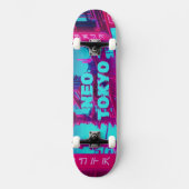 Neo Tokyo Cyberpunk Auto Synthwave Straat Persoonlijk Skateboard (Voorkant)