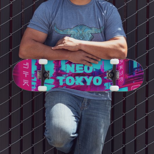 Neo Tokyo Cyberpunk Auto Synthwave Straat Persoonlijk Skateboard (Buiten 3)
