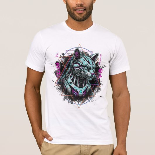 Neo-Tokyo Stoom Cyber Kat | Android Dromen Robotiq T-shirt (Voorkant)