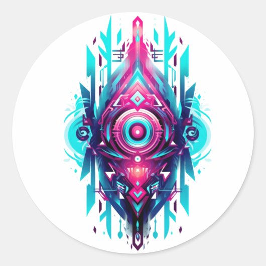 Neo-Tribal Sigil Ronde Sticker (Voorkant)