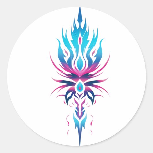 Neo-Tribal Sigil Ronde Sticker (Voorkant)