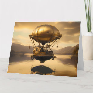 Neo-Victoriaans Steampunk Ballon over Lake Kaart