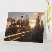 Neo-Victoriaans Steampunk Train | Kaart (Gele Bloem)