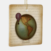 Neo-Victoriaans Wereldkaart Steampunk Vliegtuig 2- Keramisch Ornament (Rechts)