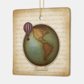 Neo-Victoriaans Wereldkaart Steampunk Vliegtuig 2- Keramisch Ornament (Links)