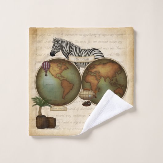 Neo-Victoriaans wereldreiziger Atlas Steampunk Map Bad Handdoek (Wasdoekje)