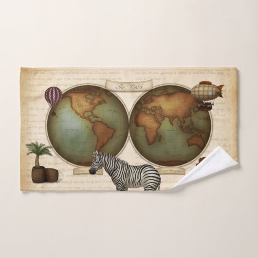 Neo-Victoriaans wereldreiziger Atlas Steampunk Map Bad Handdoek (Handdoek)