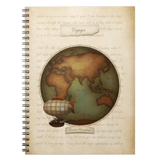 Neo-Victoriaans Westerne Hemisphere Map Steampunk Notitieboek (Voorkant)