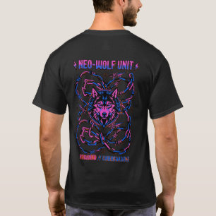 Neo Wolf Unit T-shirt – Neon Cyberpunk Wolf Grafis