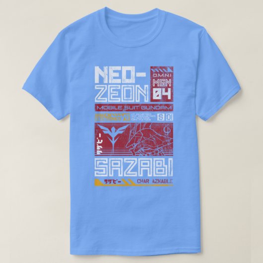 Neo Zeon Mobile Suit Sazabi Distress Ret T-shirt (Design voorkant)