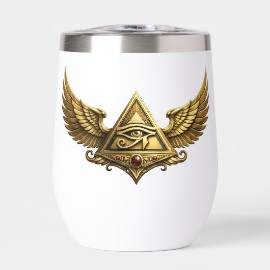 NeoAnkh | 3D Gold Eye of Horus & Winged Pyramid (Voorkant)