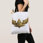 NeoAnkh | 3D Gold Eye of Horus & Winged Pyramid Tote Bag (Dichtbij)
