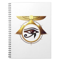 NeoAnkh 3D Golden Eye of Horus & Winged Solar Disk
