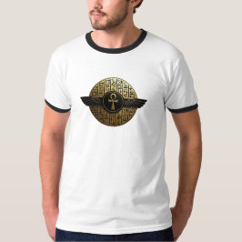 NeoAnkh 3D Golden Winged Ankh & Hieroglyphs T-shirt