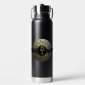 NeoAnkh 3D Golden Winged Ankh & Hieroglyphs Waterfles (Voorkant)