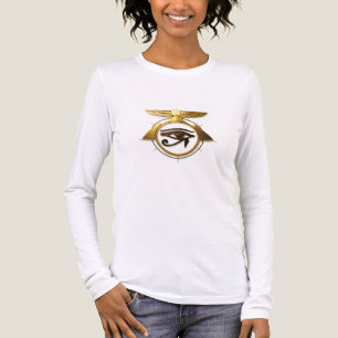 NeoAnkh 3D Gouden Oog van Horus & Gevleugelde Zonn Tri-Blend Shirt