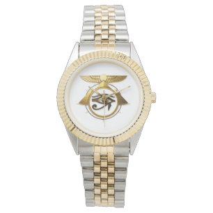 NeoAnkh 3D Gouden Oog van Horus & Vleugelige Zonne Horloge