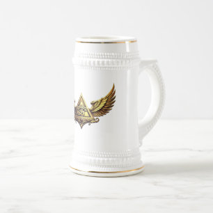 NeoAnkh 3D Gouden Oog van Horus & Vleugelpiramid Bierpul