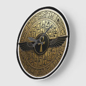 NeoAnkh Golden Ankh & Winged Sun Disk Hieroglyphic Grote Klok (Hoek)