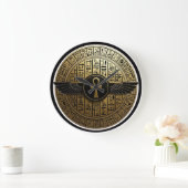 NeoAnkh Golden Ankh & Winged Sun Disk Hieroglyphic Grote Klok (Huis)