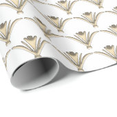 Neoclassical Gold Ornamental Lily Pattern Weddensc Cadeaupapier (Rol Hoek)