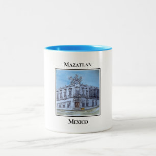 Neoclassicistische architectuur in historisch Maza Tweekleurige Koffiemok