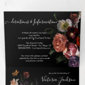 Neoclassicistische Moonlight Floral Dark & Moody W Drieluik Uitnodiging (Binnenzijde eerst)