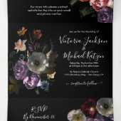 Neoclassicistische Moonlight Floral Dark & Moody W Drieluik Uitnodiging (Binnenkant midden)