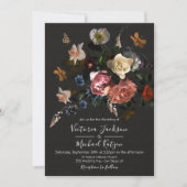 Neoclassieke Floral Dark & Moody Wedding Kaart (Voorkant)