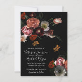 Neoclassieke Floral Moody's & Dark Wedding Kaart (Voorkant)