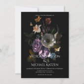 Neoclassieke Floral Moonlight Dark & Moody Wedding Kaart (Voorkant)