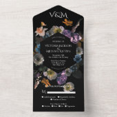 Neoclassieke Moonlight Floral Dark & Moody Wedding All In One Uitnodiging (Binnen)