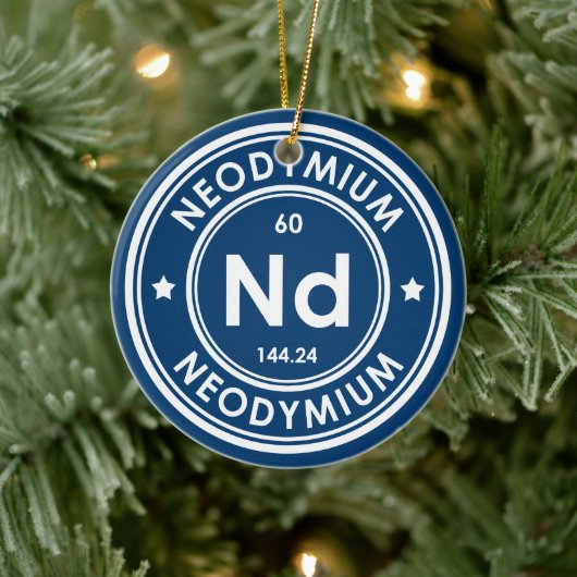 Neodymium Element Blauw Keramisch Ornament (Boom)