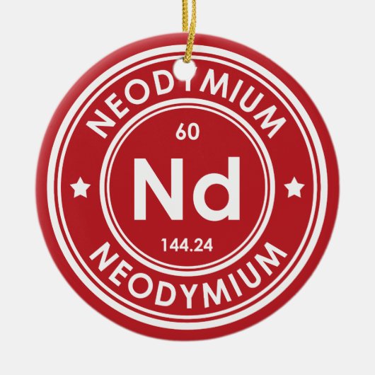 Neodymium element rood keramisch Ornament (Voorkant)