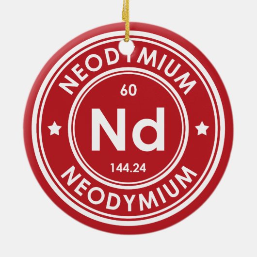 Neodymium element rood keramisch Ornament (Achterkant)