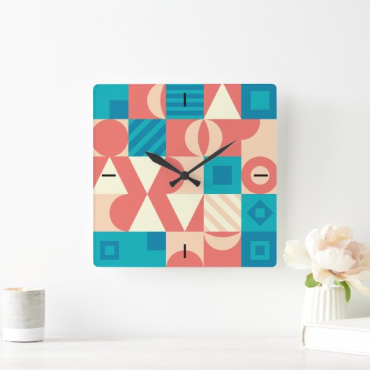 NeoGeo patroonvierkante wandklok (Huis)