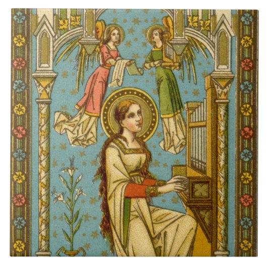 NeoGothic St. Cecilia of Rome (in detail; BNG 02) Tegeltje (Voorkant)