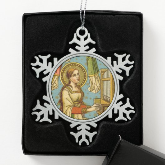 NeoGothic St. Cecilia van Rome (BNG 02) Tin Sneeuwvlok Ornament (Kistje)