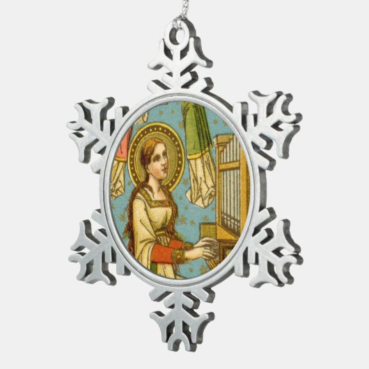 NeoGothic St. Cecilia van Rome (BNG 02) Tin Sneeuwvlok Ornament (Rechts)