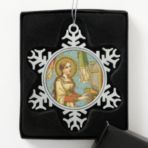 NeoGotische St. Cecilia van Rome (BNG 02) Tin Sneeuwvlok Ornament