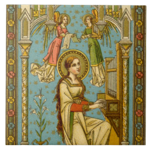 Neogotische St. Cecilia van Rome (detail; BNG 02) Tegeltje