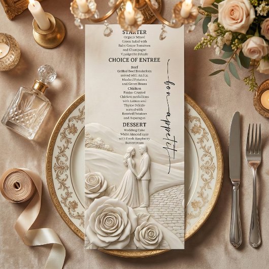 Neoklassieke Crème Tuin Romantische Bruiloft Menu