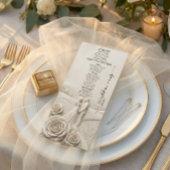 Neoklassieke Crème Tuin Romantische Bruiloft Menu